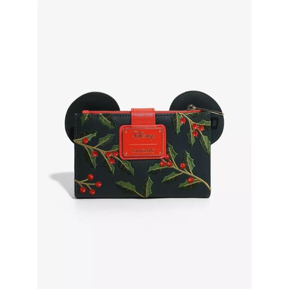 Loungefly Disney Minnie Mouse Holiday Holly Zip Wallet - Picture 4 of 5